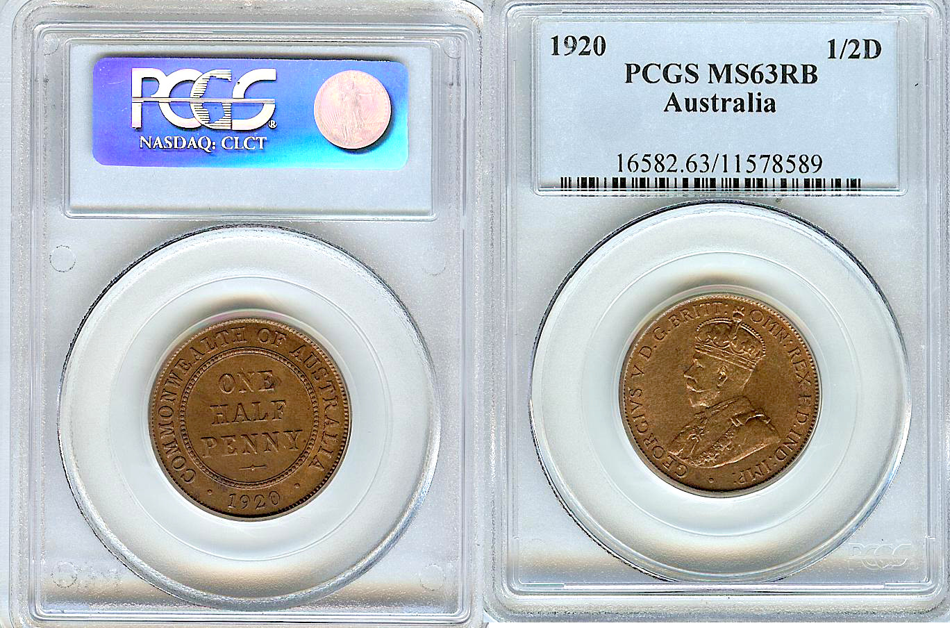 Australien Demi Penny 1920 PCGS MS63RB